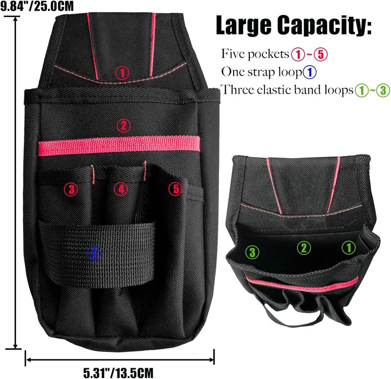 FAUDRECRO Small Tool Pouch with Belt Clip, Tool Pouch Holder,Multi Pocket Holster Organizer for Electrician Construction Maintenance,Durable Lightweight - Image 2